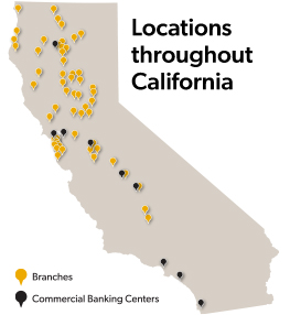 Locations Map of California with branch locations
